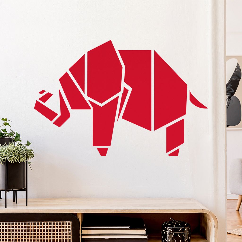 Papierfalten Elefant Wandtattoo Wandaufkleber Wall Sticker - Dekoration, Küche, Wohnzimmer, Schlafzimmer, Badezimmer
