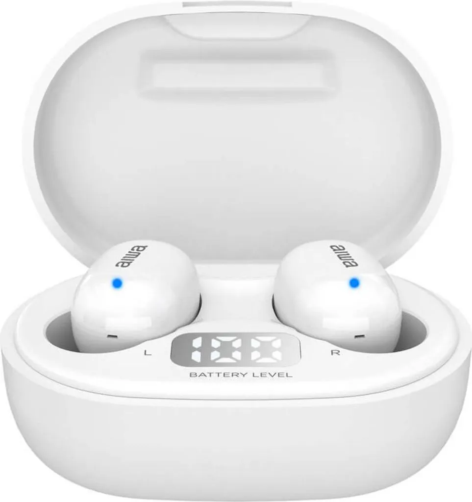 Casque sans fil TWS Aiwa EBTW-150WT Blanc avec autonomie et boîtier