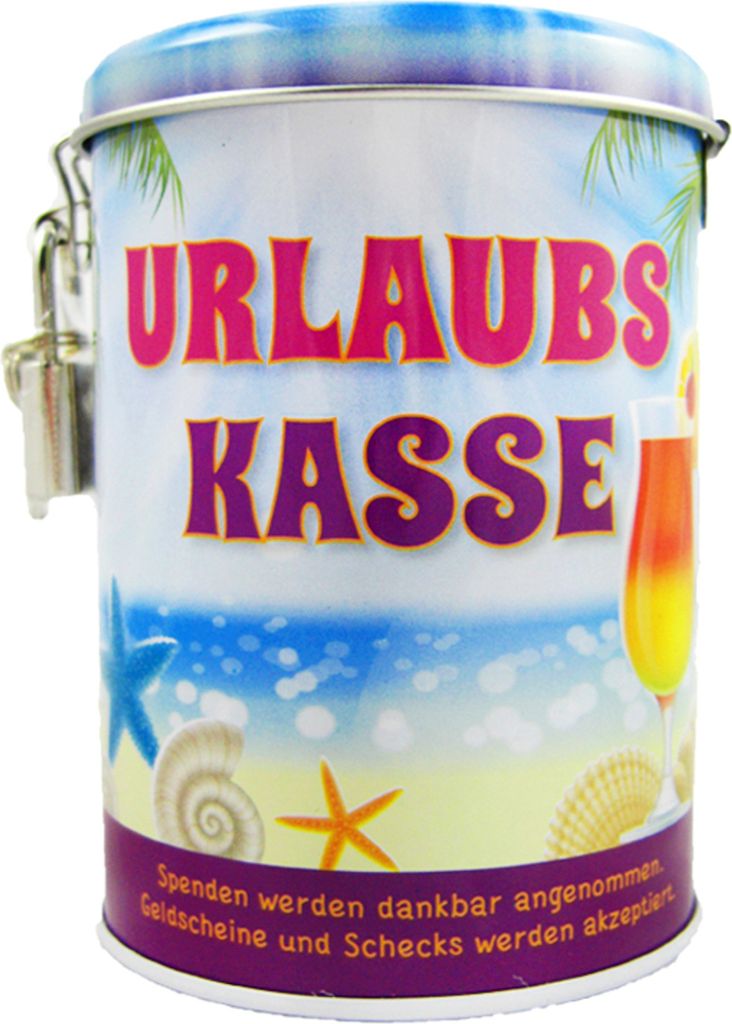 Urlaub Spardose mit Schloss und Schlüssel Produktbild 