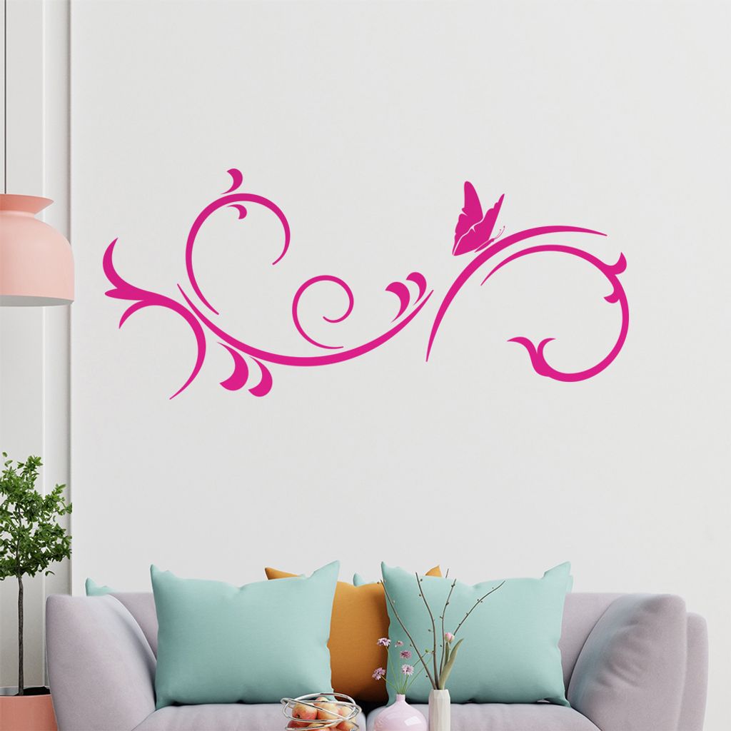 Schmetterling - Ornamente - Sommer Wandtattoo in 6 Größen - Wandaufkleber Wall Sticker - Dekoration, Küche, Wohnzimmer, Schlafzimmer, Badezimmer