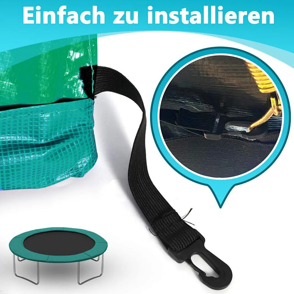 Bâche de Protection Trampoline 305cm Verte avec Coussin Intégré