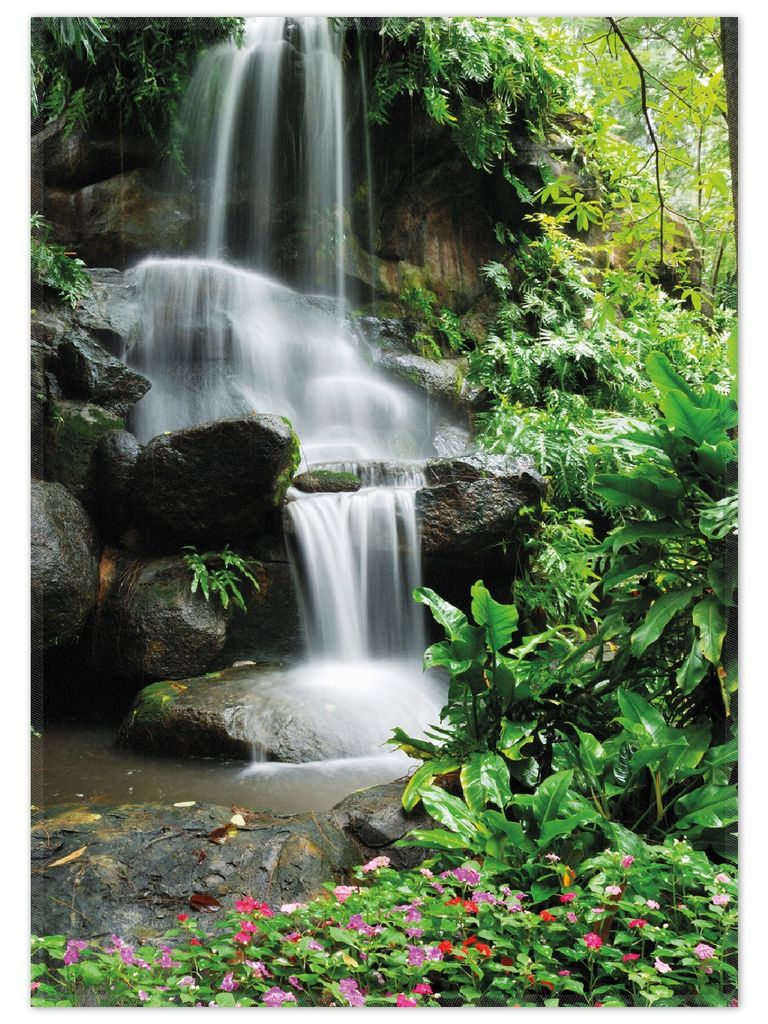 Wallario Premium Teppich, Größe 50 x 70 cm, Sturzbach im Grünen