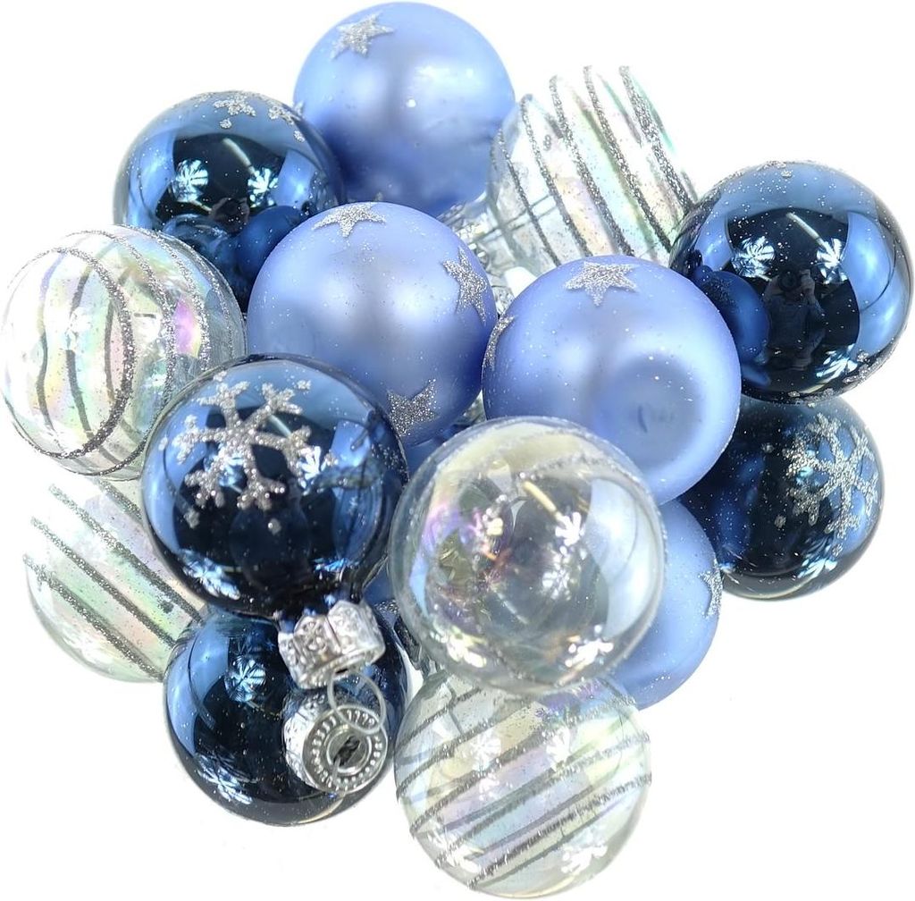 Christbaum-Micro-Kugeln Blau & Transparent 3er mix Ø 3 cm Produktbild 