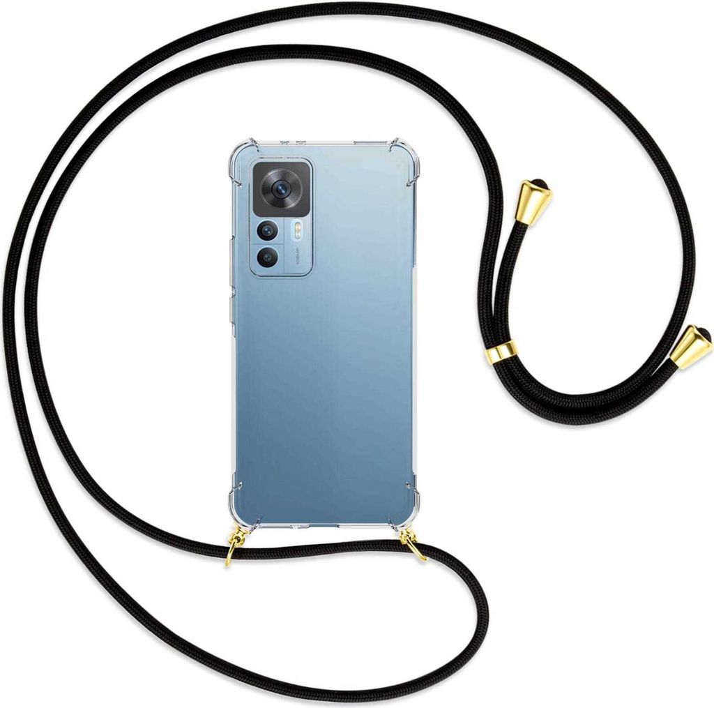 Handykette Backcover-Schutzhülle mit Band (Metall goldfarben) für Xiaomi 12T (6.67'' FC) - schwarz