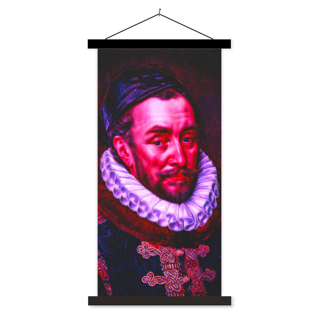MuchoWow Textilposter Wilhelm von Oranien - Kunst - Rosa 90x180 cm mit schwarzem Rahmen - Dekoration Wohnzimmer