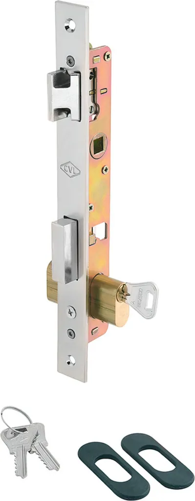 Serrure CVL 1963/5 pour menuiserie métallique avec têtière en inox
