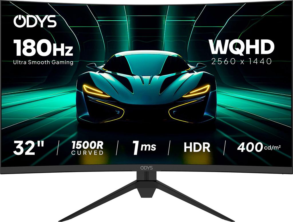 ODYS XP32 PRO-X, 32" (80cm) Curved Gaming Monitor, WQHD, 180 Hz, 1 ms, VA)