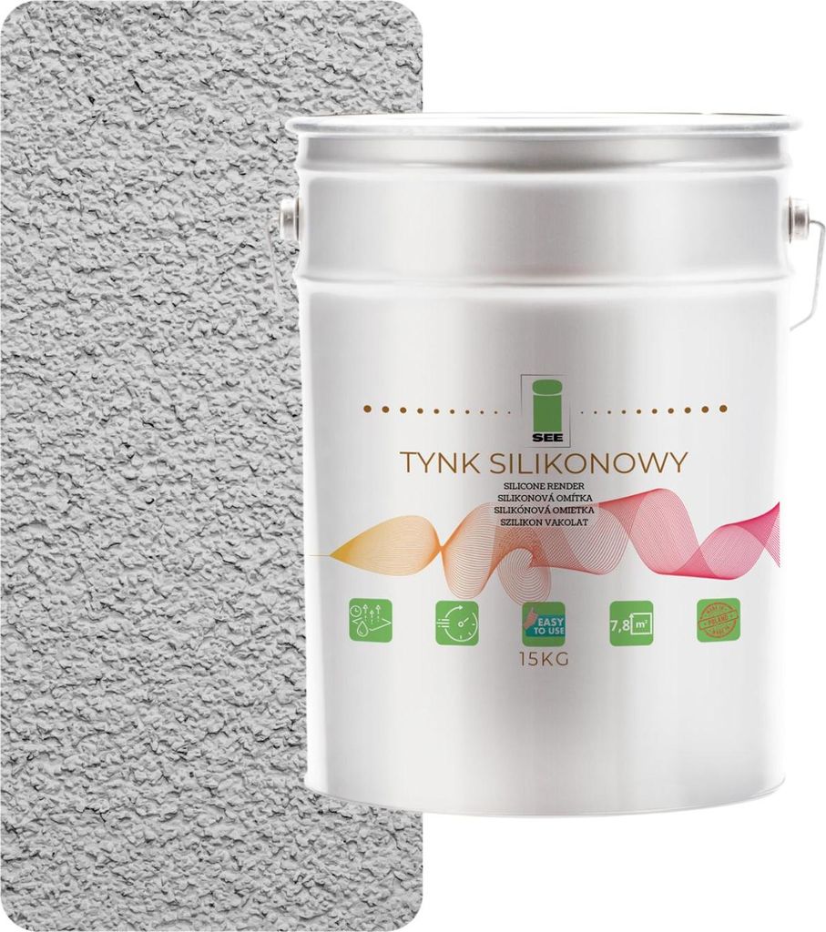 Silikonputz für Außenfassaden, Silbergrau, 1,5 mm Premium, 15 kg