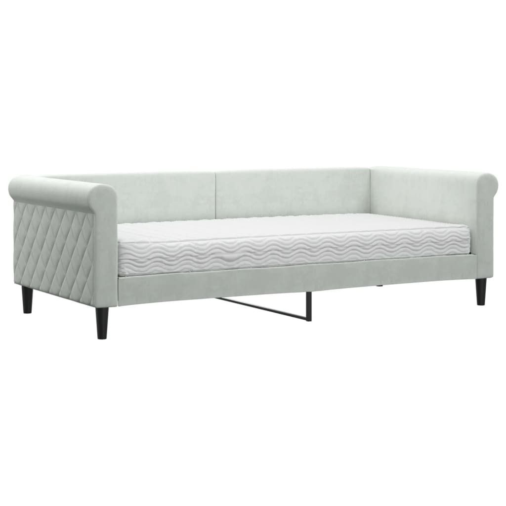 vidaXL Letto da giorno con materasso grigio chiaro 90x200 Immagine del prodotto 