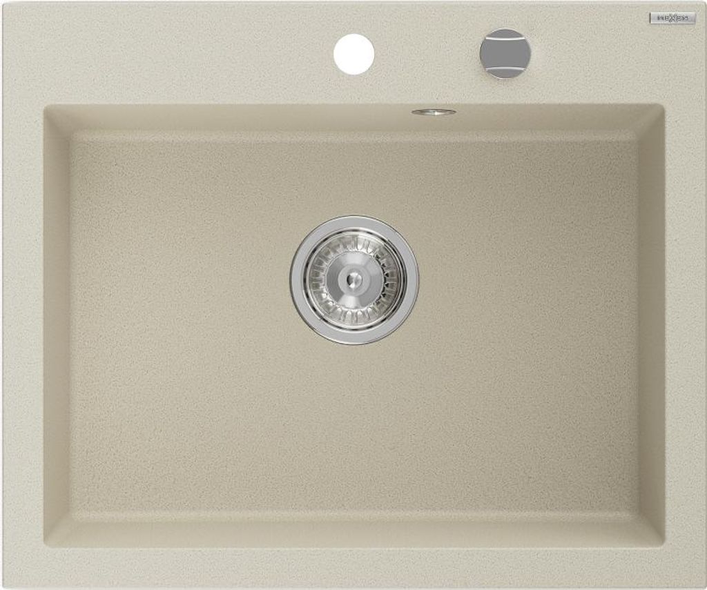 Mexen Elix Granitspüle 1-Becken 600 x 500 mm, beige, Siphon Chrom - 6525601005-69
