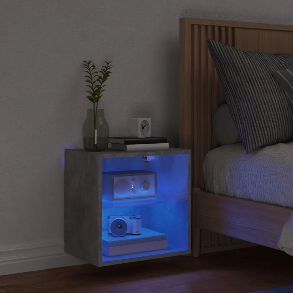 Comodino a Muro con LED Grigio Cemento - Robusto e Facile da Montare - 3