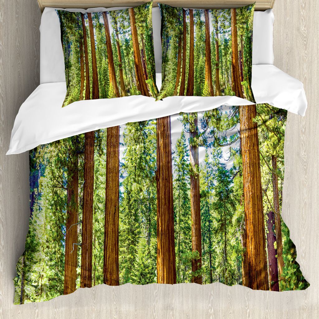 ABAKUHAUS Nationalparks Bettbezug, Braches im Frühjahr, Milbensicher Allergiker geeignet mit Kissenbezügen, 155 cm x 220 cm - 80 x 80 cm, Grün B...