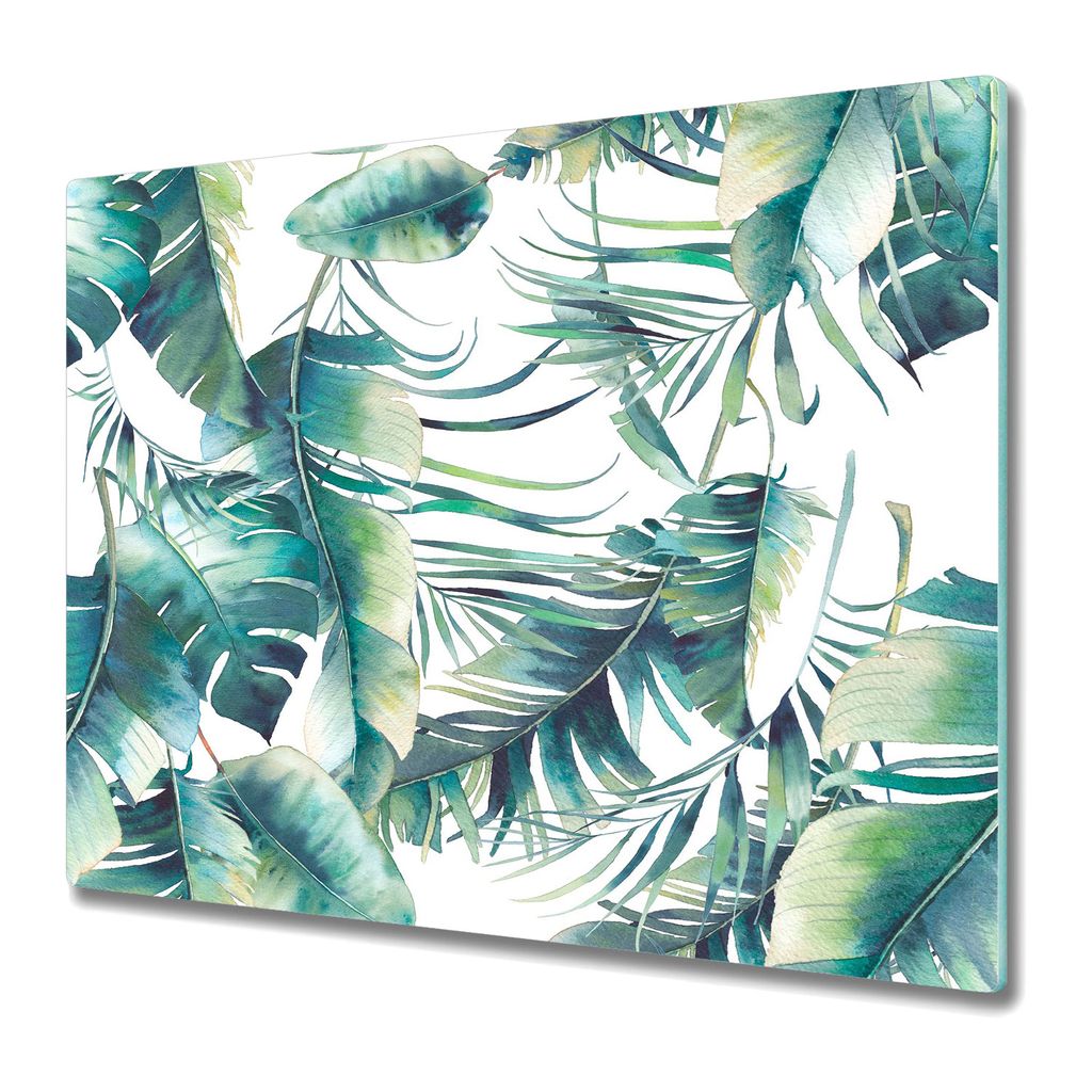 Küchenteller - Schneidebrett Glas - Herdabdeckung - Palmblatt