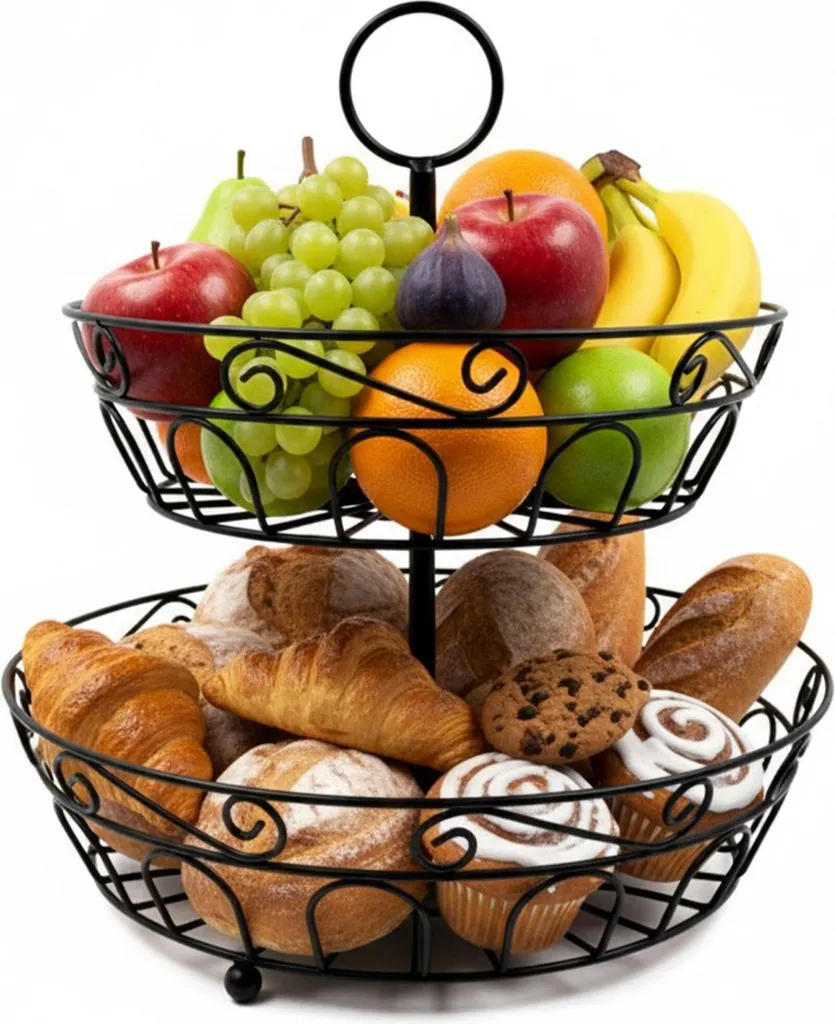 Corbeille à fruits aérée à 2 étages pour éviter le mûrissement précoce