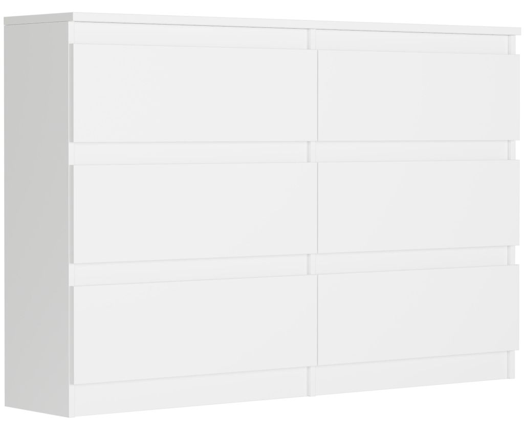 Komoda 120 cm 6 zásuvek skříňka FRAMIRE R-120 bílá Obrázek produktu 