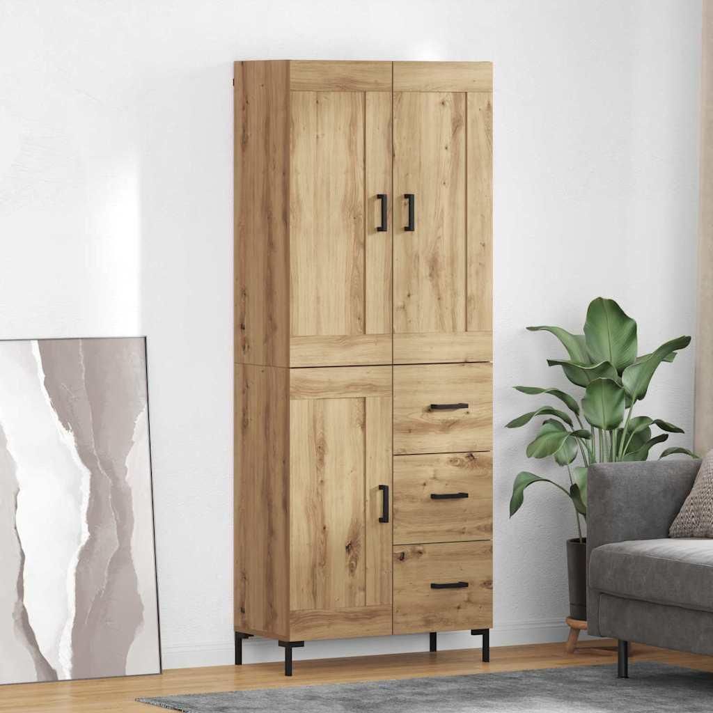 "Schlussverkauf" Highboard mit Schubladen 2 Stück - Standschrank Mit Stauraum - Artisan-Eiche Holzwerkstoff C6590