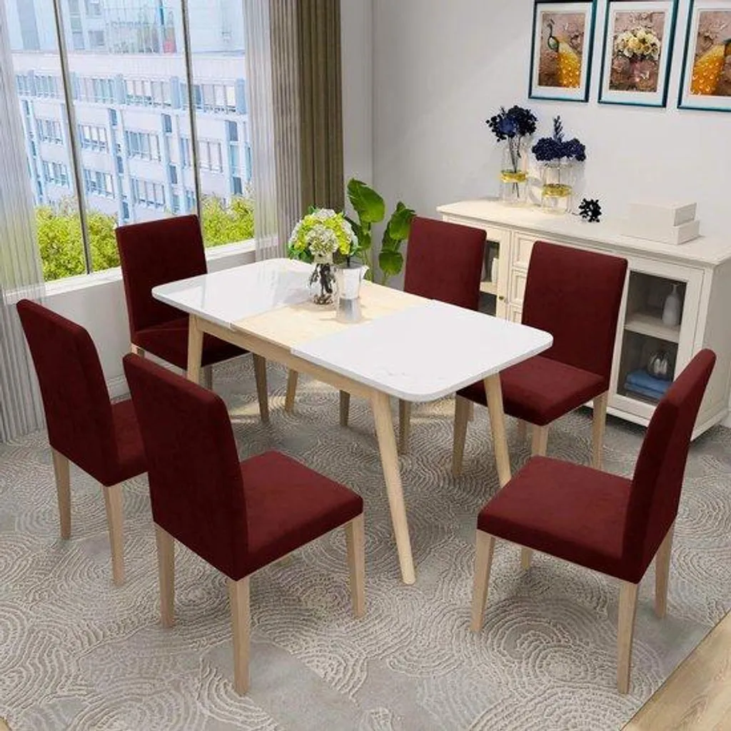 Lot de 6 housses pour chaise de salle à manger en velours - Idéal Réception