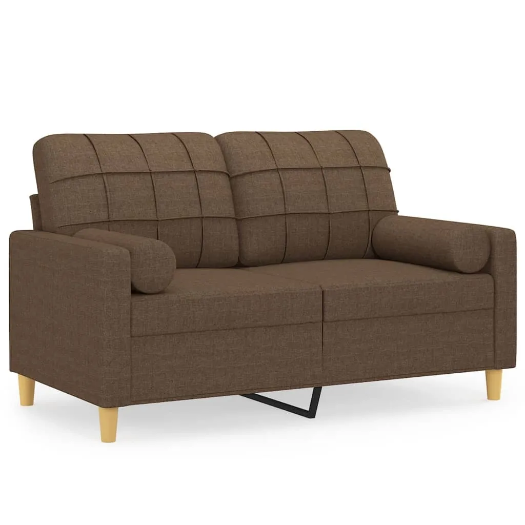 Canapé 2 places marron en tissu 120 cm avec coussins moelleux inclus