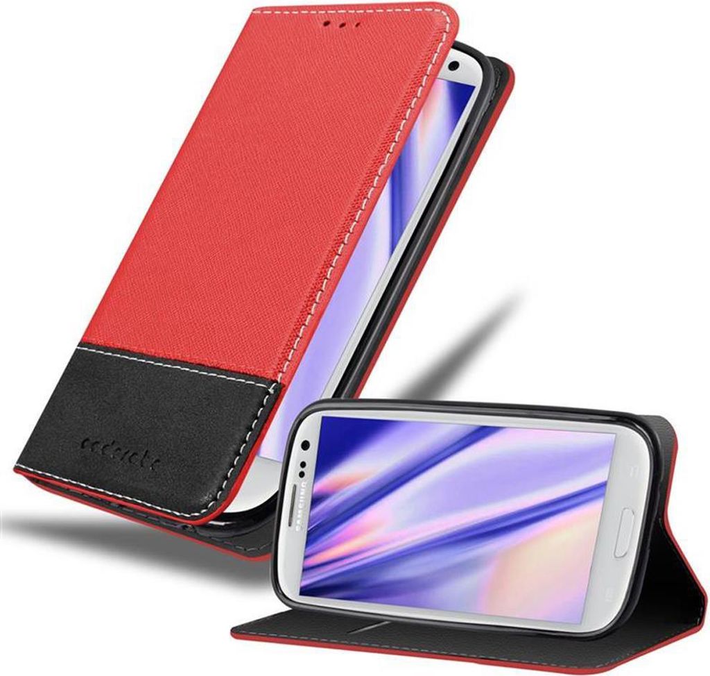 Cadorabo Hülle für Samsung Galaxy S3 / S3 NEO Schutzhülle in Rot SHandyhülle Book Case Etui Kunstleder