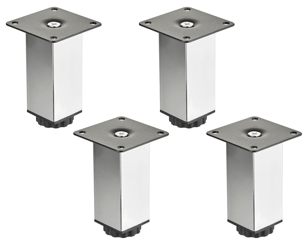 SOTECH Möbelfuß ZULU 38 x 38 mm – Höhe 100 mm, Chrom (4er Set)