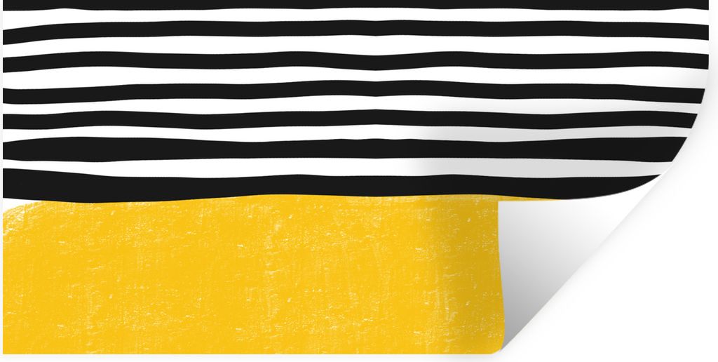 MuchoWow Wandtattoo Wandsticker Wandaufkleber Design - Gelb - Schwarz - Weiß 160x80 cm Selbstklebend und Repositionierbar - Sticker - Dekorfolie