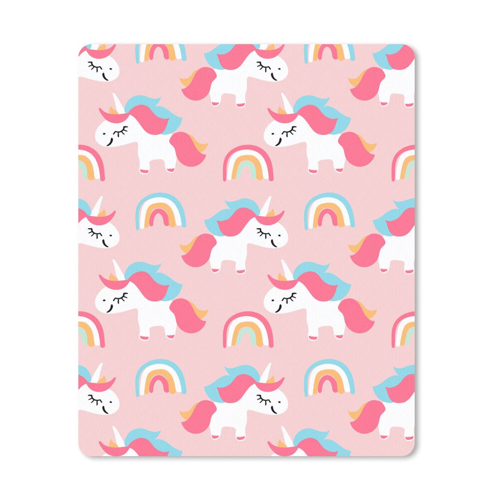MuchoWow Mauspad Mousepad Einhorn - Regenbogen - Rosa - Muster 30x40 cm - Mousepads - Maus Mat - Pad - Mausunterlage - Mausmatten