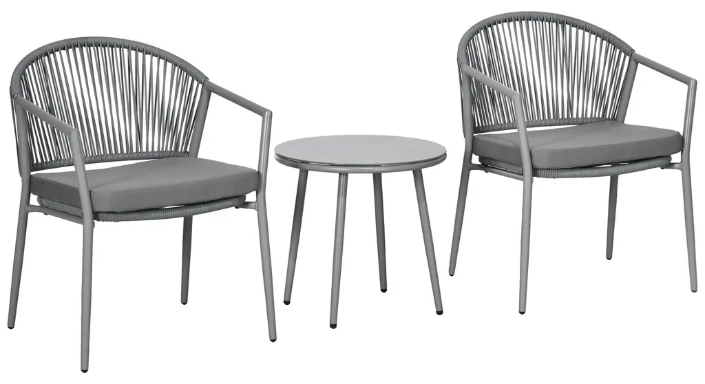 Aménagement jardin et terrasse gris : ensemble rotin PE et structure