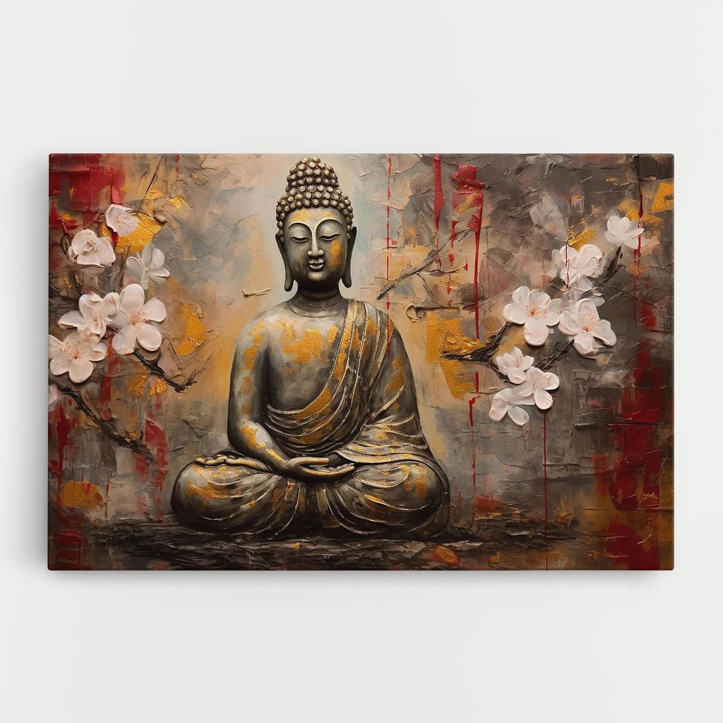 ARTHUB Leinwandbild 30x40 cm, White Red Buddha | Wohnzimmerdekoration, Hängende Bilder, Wanddekoration, Heimdekoration, Moderne, Buddha