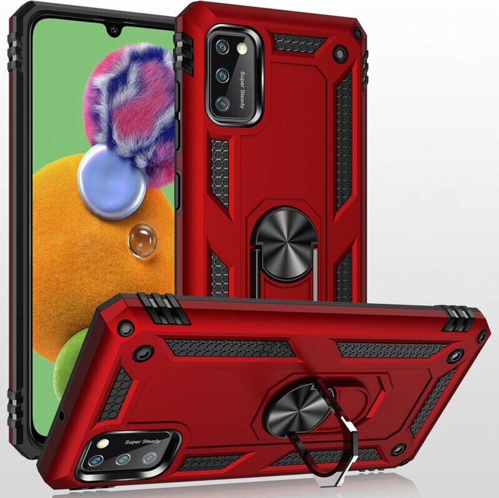 cofi1453 Silikon TPU Slim Case mit 360 Grad Ring Ständer Schutzhülle Kickstand Handyhülle Magnetische Autohalterung kompatibel mit iPhone Xs Rot