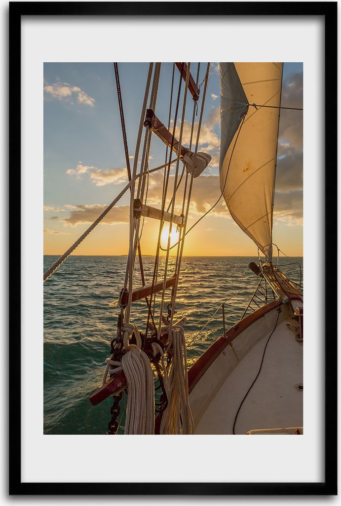 Bild - Bilderrahmen - 40 cm x 60 cm - MDF - Rahmen - Wandkunst - Yacht auf dem Meer