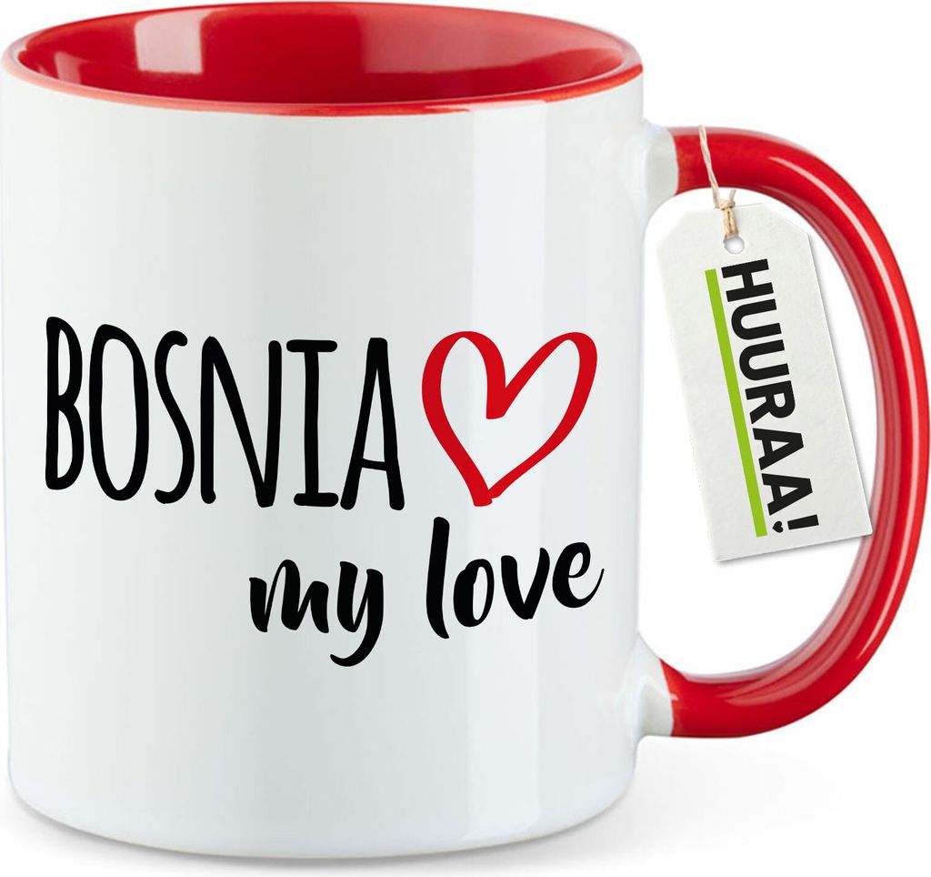 Huuraa Kaffeetasse Bosnia my love 330ml Rot Keramik Kaffeebecher Geschenkidee