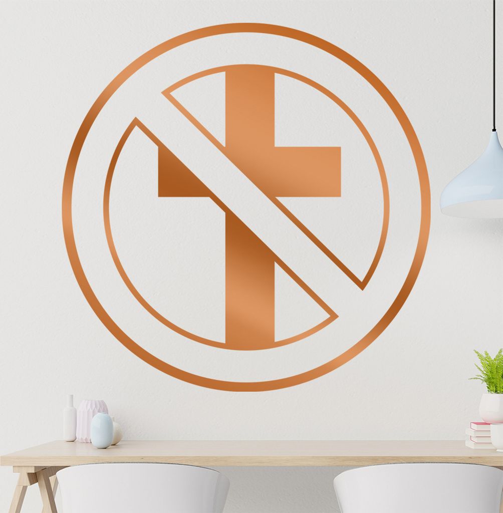 durchgestrichenes Kreuz Wandtattoo in 6 Größen - Wandaufkleber Wall Sticker - Dekoration, Küche, Wohnzimmer, Schlafzimmer, Badezimmer
