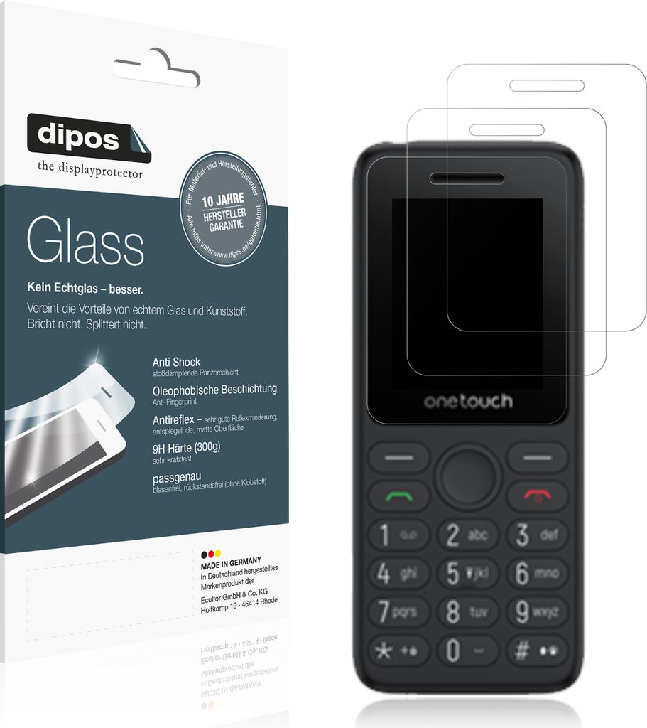 2x Schutzfolie für TCL OneTouch 5041 matt - Anti-Shock 9H Folie dipos Glass Kunststoffglas