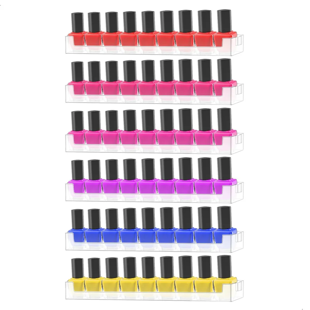 Présentoir vernis à ongles mural transparent 6 étages pour studio pro