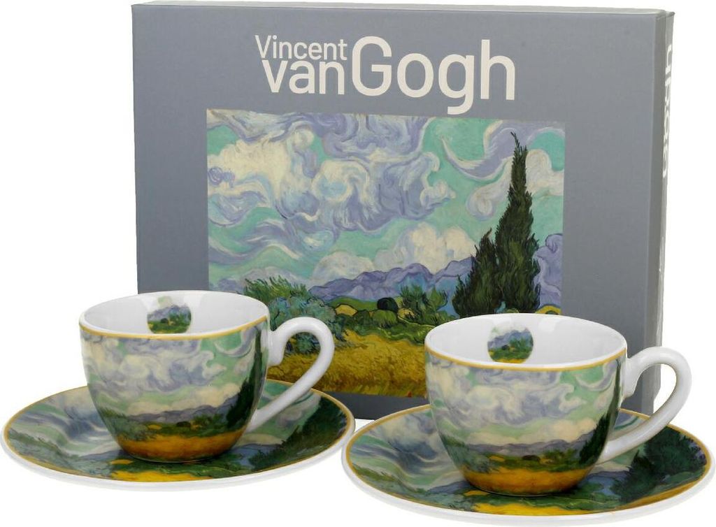 Duo | Espressotassen Set Van Gogh - 90 ml - Kunstvolles Design - Hochwertige Porzellanqualität - Ergonomisch