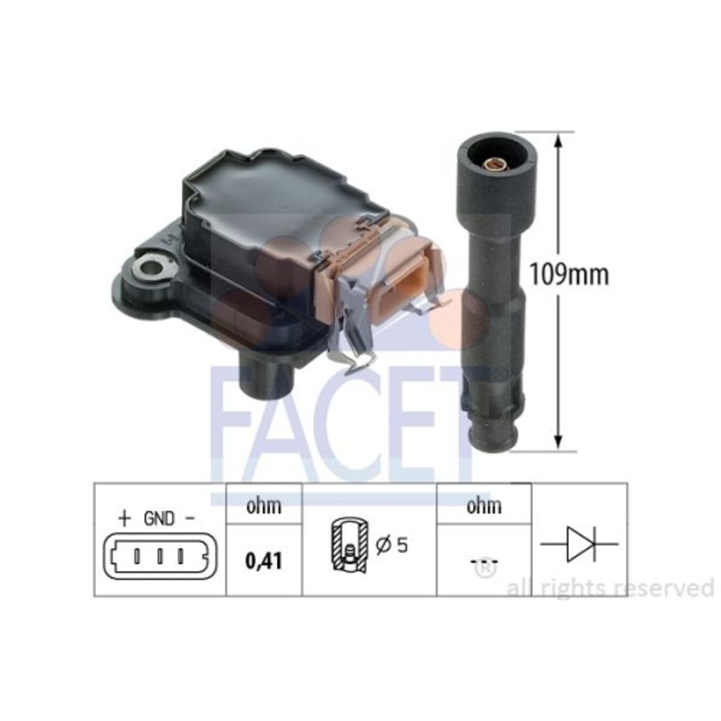 1 Zündspule FACET 9.6254 Italy - OE Equivalent für