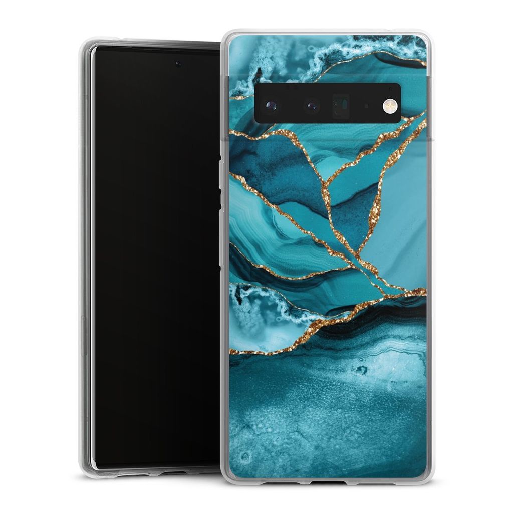 DeinDesign Handyhülle für Google Pixel 6 Pro Silikon Hülle Case Smartphone Schutzhülle Edelstein Glitzer Look Marmor
