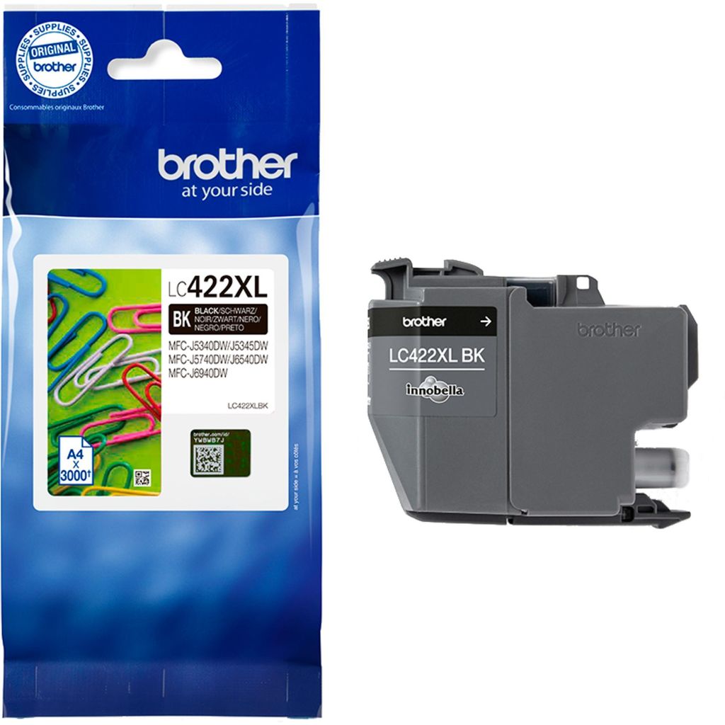 Brother LC422XLBK, Vysoký (XL) výnos, Čierna, 1 kusov, 3000 Obrázok produktu 