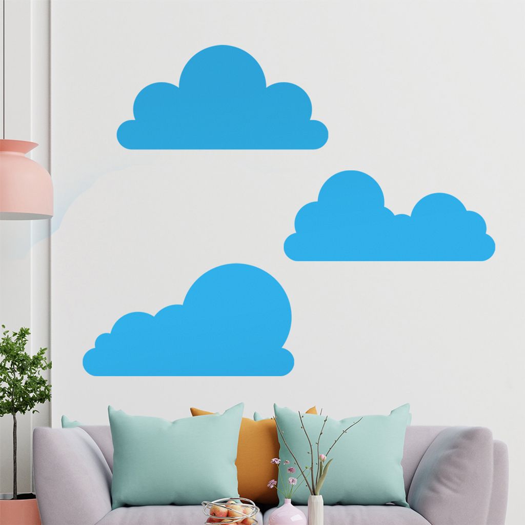 KIWISTAR Wolken Set frei plazierbar Wandtattoo in 6 Größen - Wandaufkleber Wall Sticker - Dekoration, Küche, Wohnzimmer, Schlafzimmer, Badezimmer