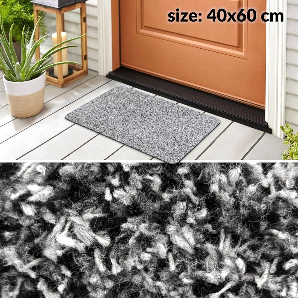 Fußmatte Türvorleger Bodenmatte Textil DOVER Tropfen Grau Robust Wasserabweisend Breite 40 cm Länge 60 cm