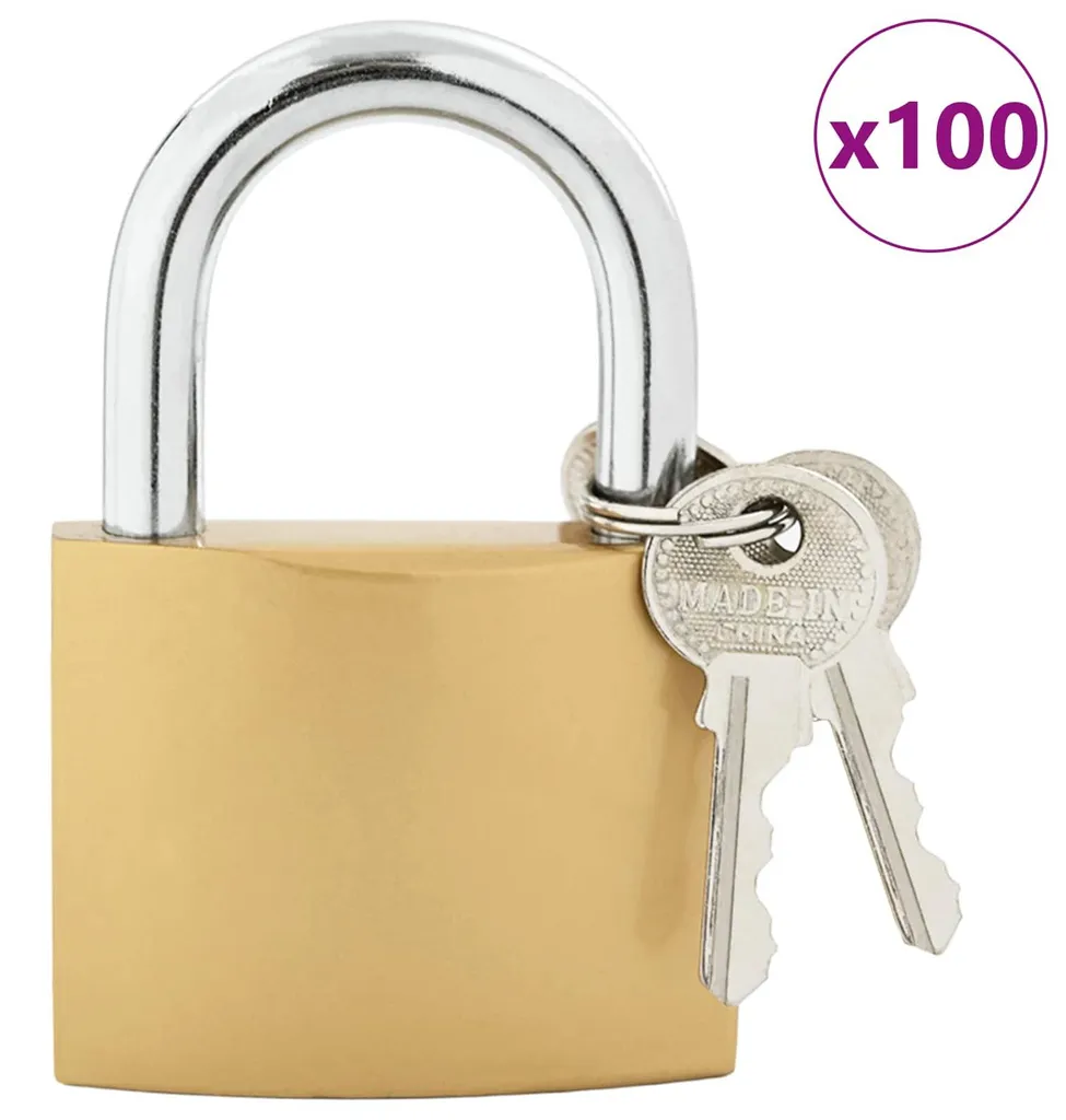 Cadenas en U pour vestiaires lot de 100, verrouillage sécurisé à clé