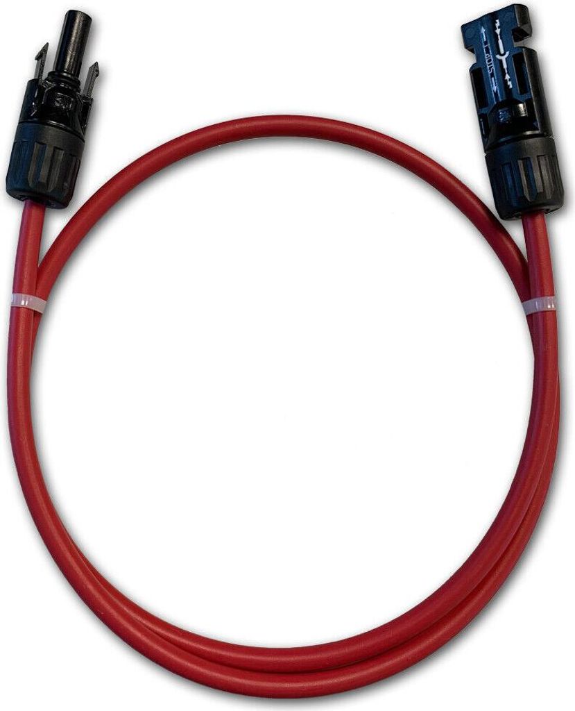 10 Meter Solarkabel Photovoltaik 4 mm² ROT 2x MC4 Stecker+Buchse Verlängerung