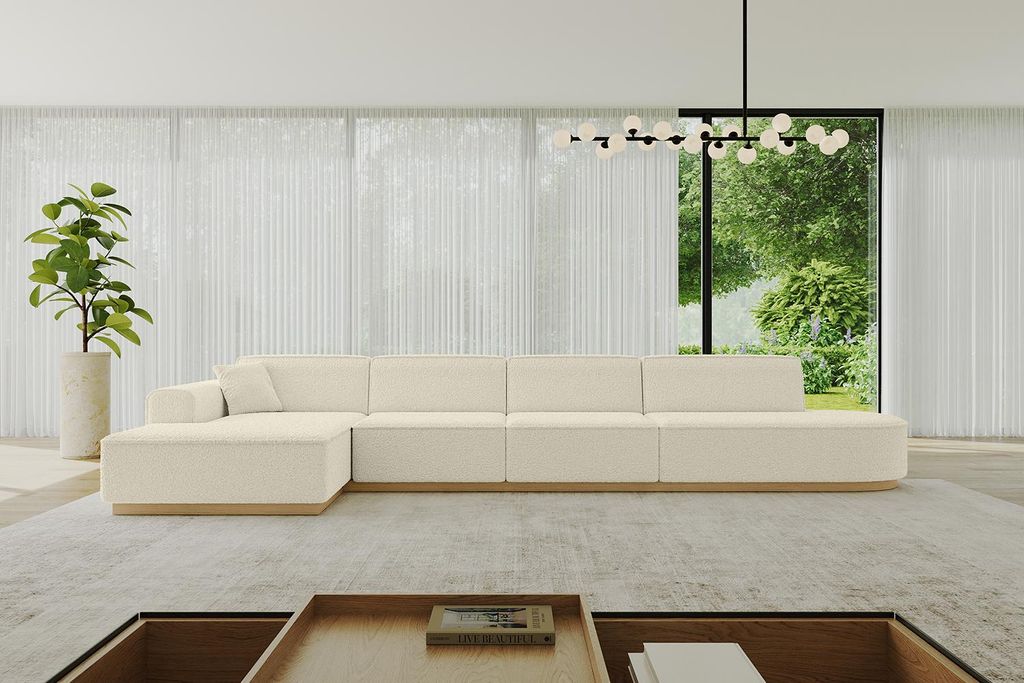 ALTDECOR Ecksofa in L-Form IREA-L3-v2 412x165x80 cm Beige Corner Sofa Eckcouch Couch Wohnlandschaft Cauchsofa