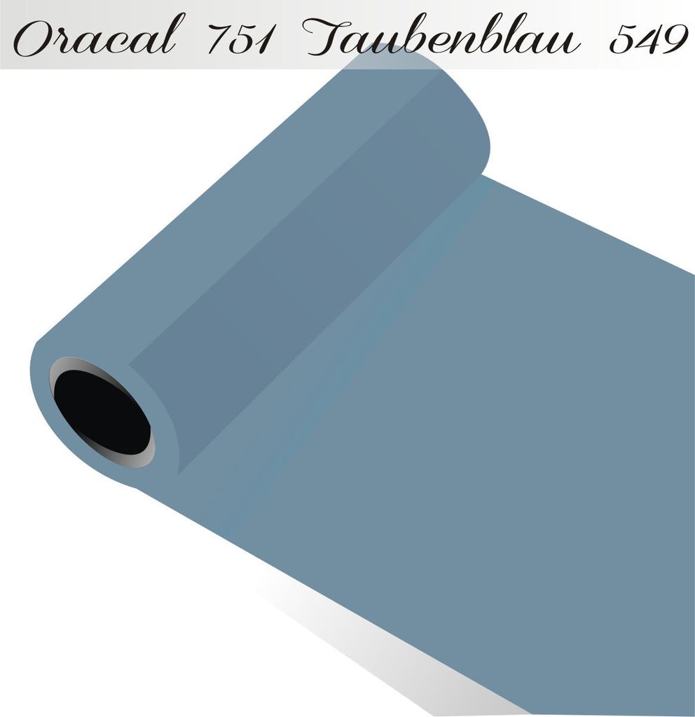 Oracal 751 - Orafol Folie 5m (Laufmeter) freie Farbwahl 118 glänzende Farben - glanz in 4 Größen, 126 cm Folienhöhe taubenblau - 549