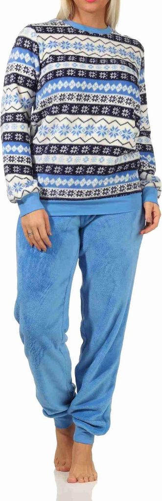 Toller Damen Schlafanzug Pyjama langarm im Norwegerlook aus - 202 201 267 959 ; blau , 36