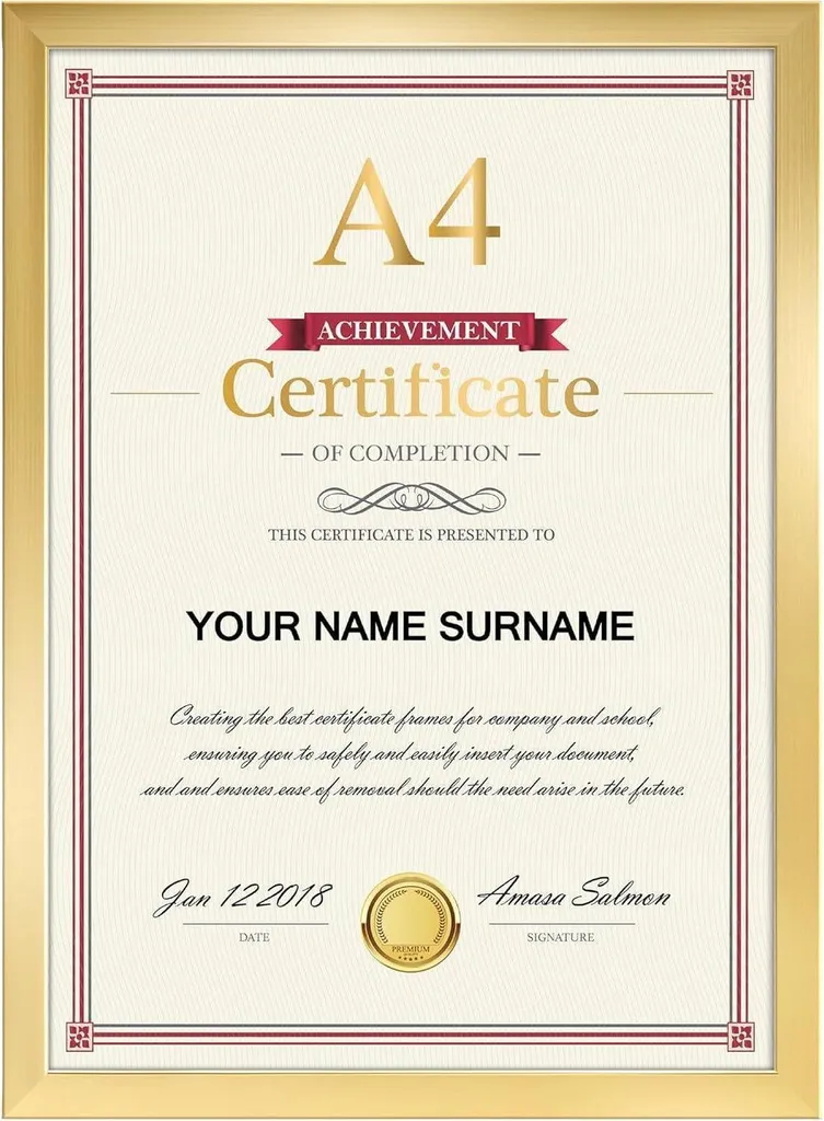 Cornice A4 Oro per Home Decor - Trasforma le tue Pareti con Stile