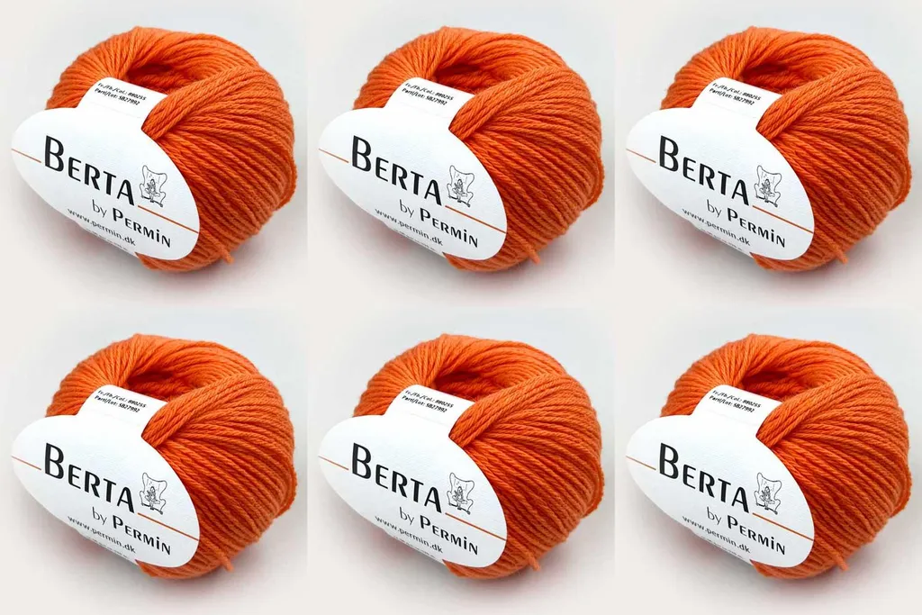 Laine et Coton Berta Permin Orange 55 - 6 Pelotes pour Pull et Gilet
