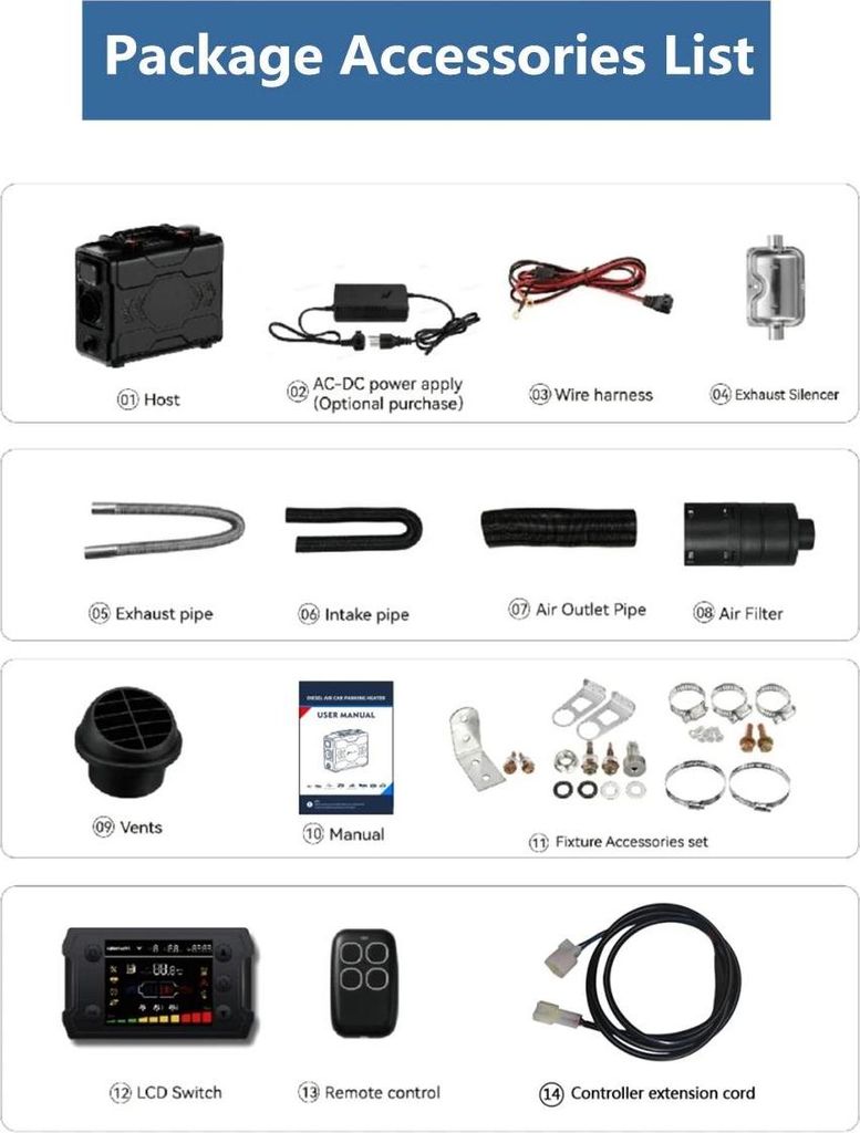 Tragbare Diesel Standheizung TB2S - 12V Luftheizung fürs Auto - 8kW All-in-One Heizgerät - 6L Dieseltank - 10-stufige Gebläseregelung - LCD, Fer...