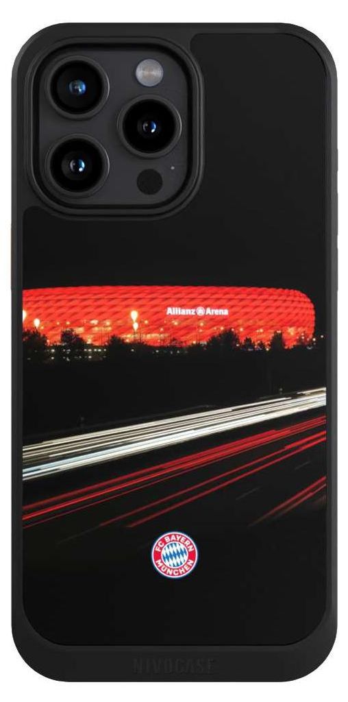 NIVOCASE Hülle für Apple iPhone 15 Pro Max Handyhülle NIVOcore Case Schwarz FC Bayern München FCB Stadion