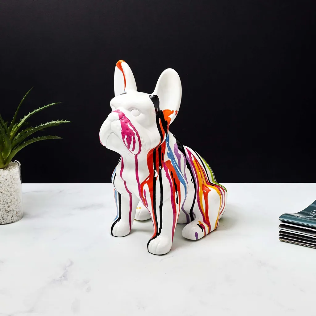 Statue Bulldog Céramique 30cm pour une Déco Originale sans se Ruiner